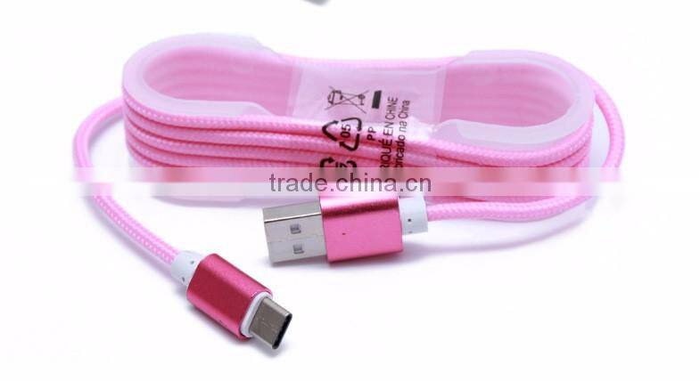Metal Nylon Woven USB Cable with blister type c usb cable Pure copper wire