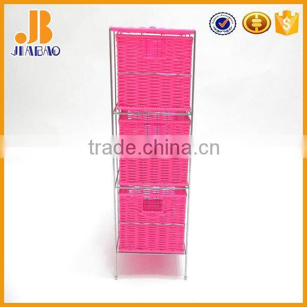 Plastic rattan pink storage cabinet