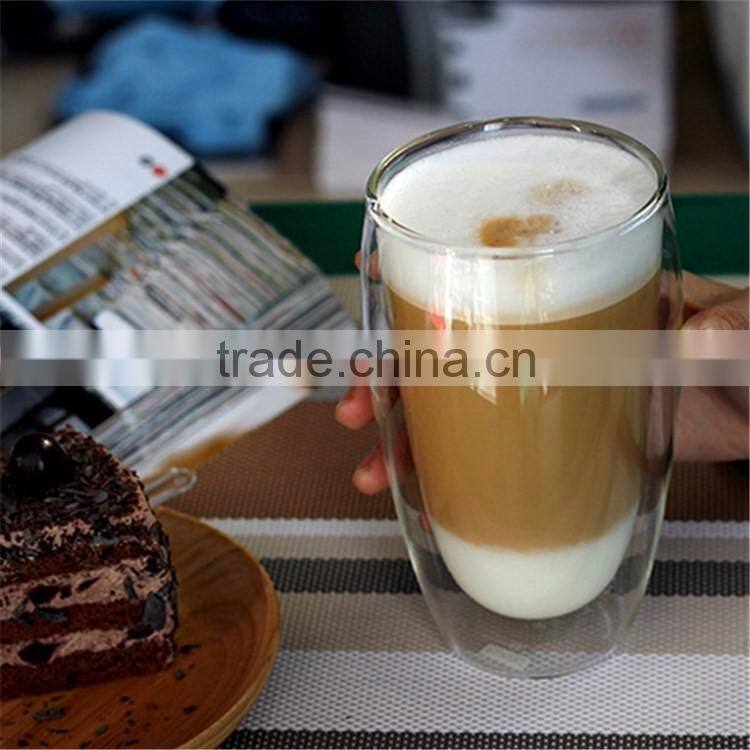 Promotional Gift drinking double wall glass coffee cups/glass bottle in 2016 hot sale