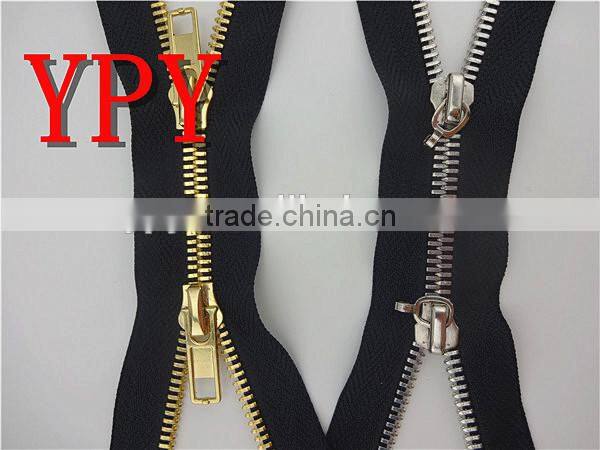 Decorative Two Way Slider Metal Zipper For Garments