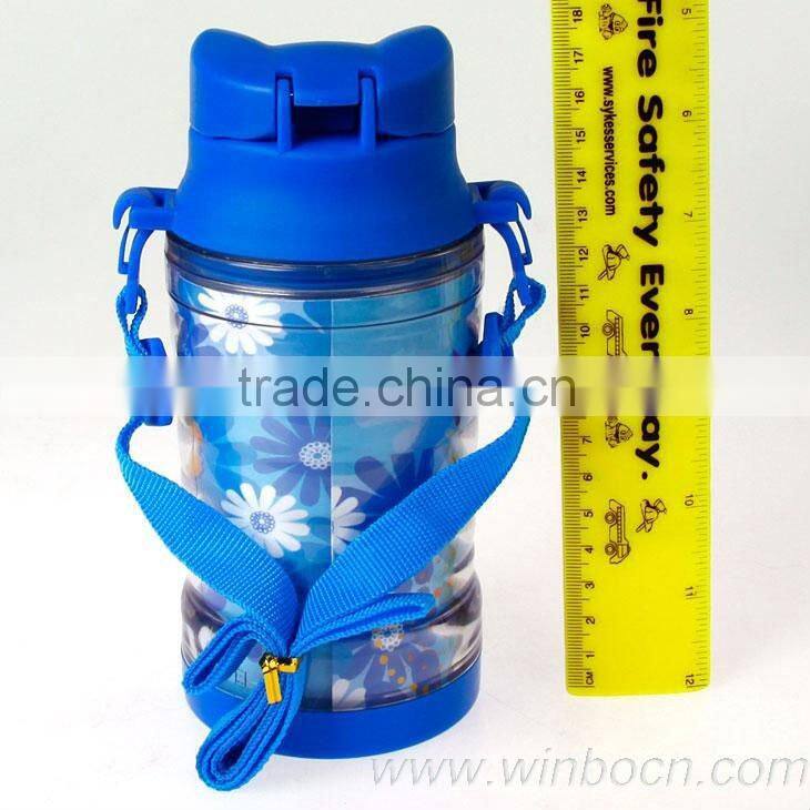 DIY double walls plastic water bottle with cup