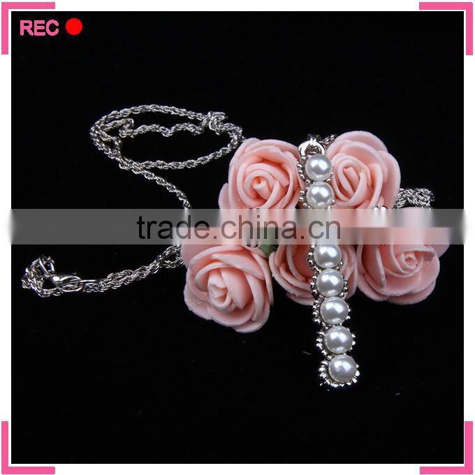 Chinese pearl necklace with cross pendant, pearl necklace designs small