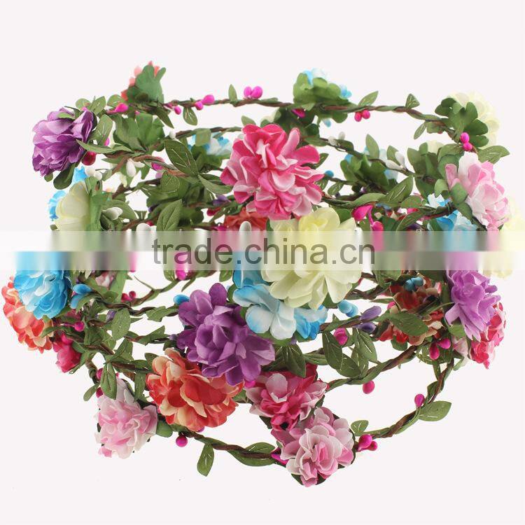 Yiwu factory manufacturer floral hairband ,6 flowers tiara/crown headband for woman