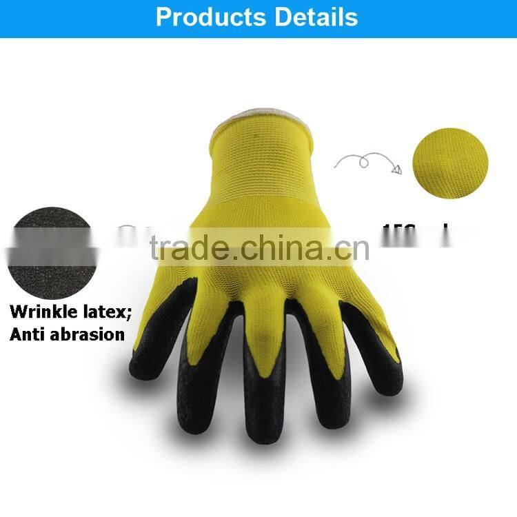 Breathable nylon knitted latex coated summer work glove