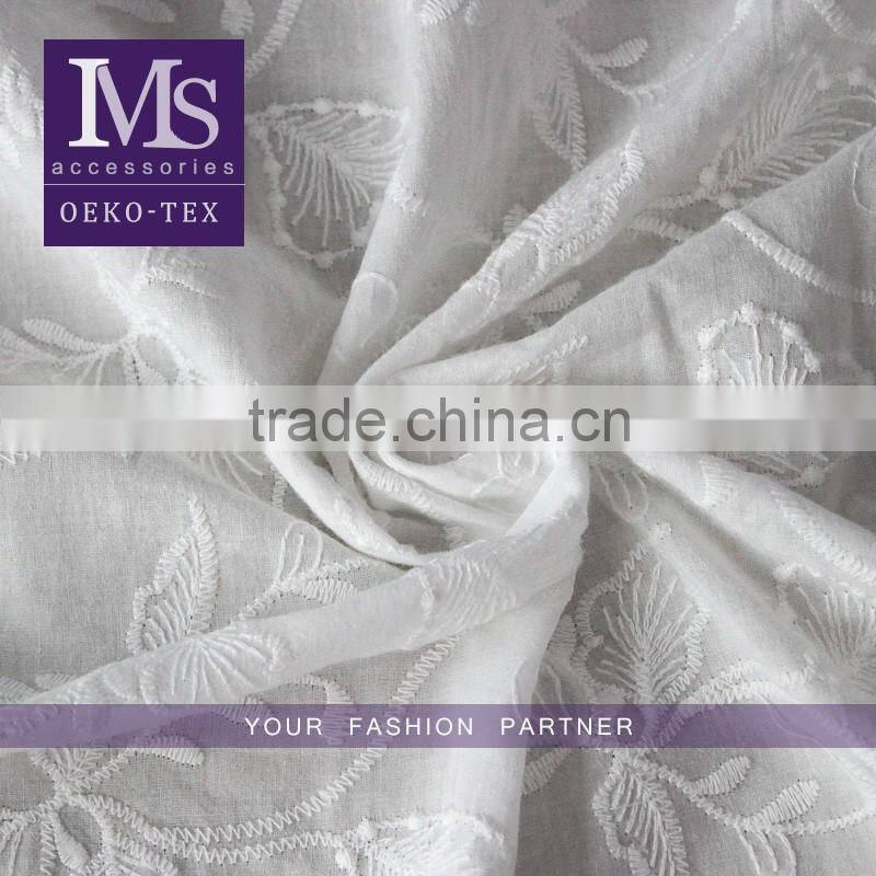 100% cotton combed flower fabric with lace embroidered lace fabric china