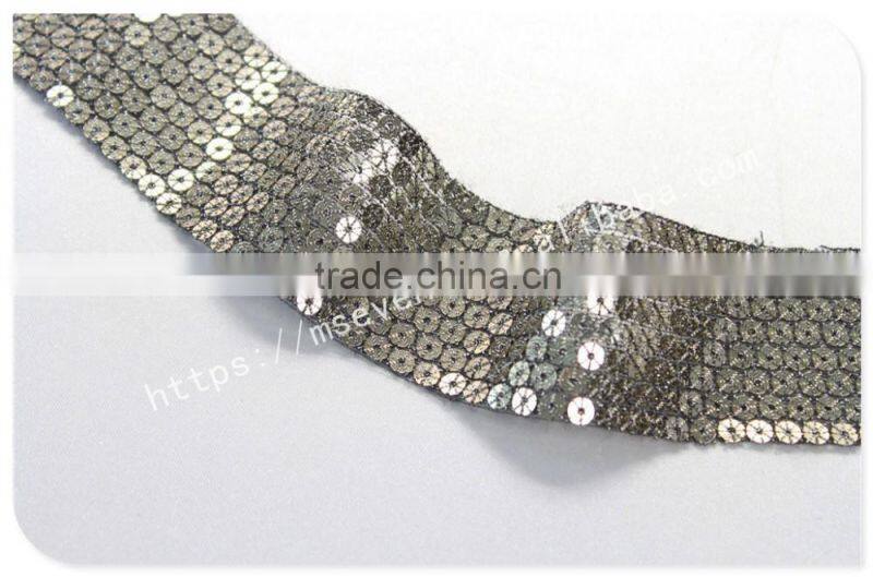 Hot selling 4.2cm width bronze embroidery sequin trim for garment