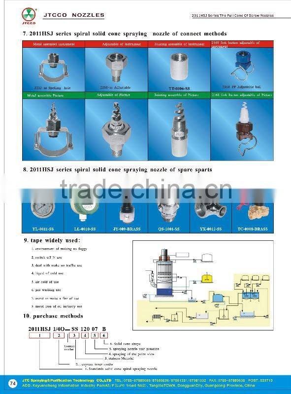 Metal full cone spray nozzle for dust control
