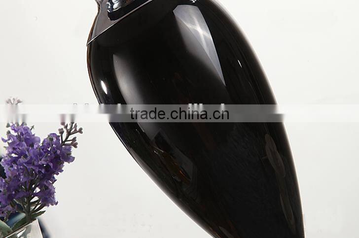 Vase shape black K9 crystal table lamp with lampshade