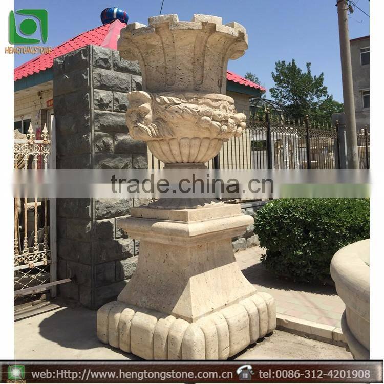 Nice Carved Natural Marble Flower Pots Design