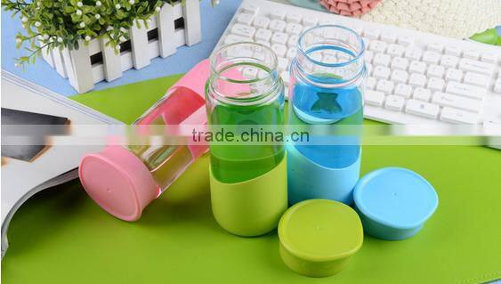 2016 Promotional fancy water glass bottle 10 gallon 500ml double wall glass water bottle