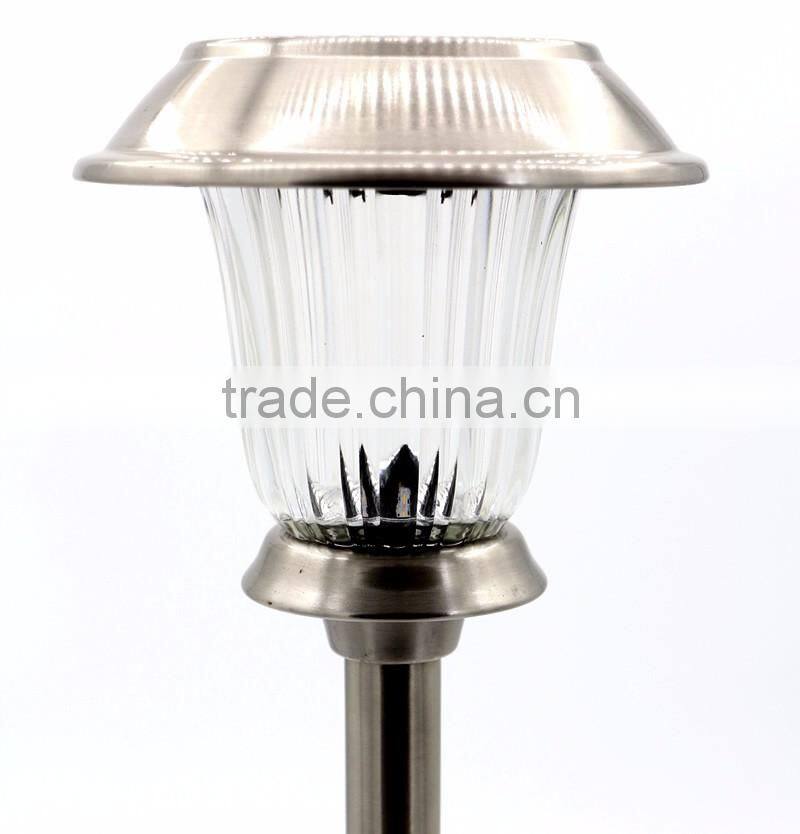 2pk Stainless Steel Solar Garden Lawn LED Path Light