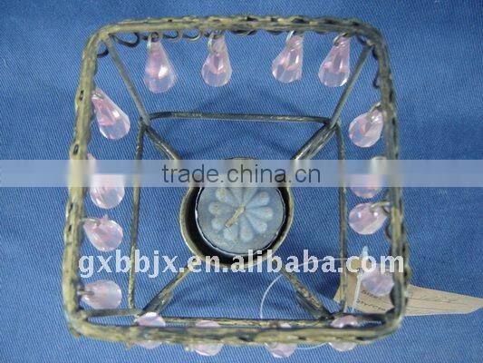 Pearl black wire rectangle decorative taper candle holder