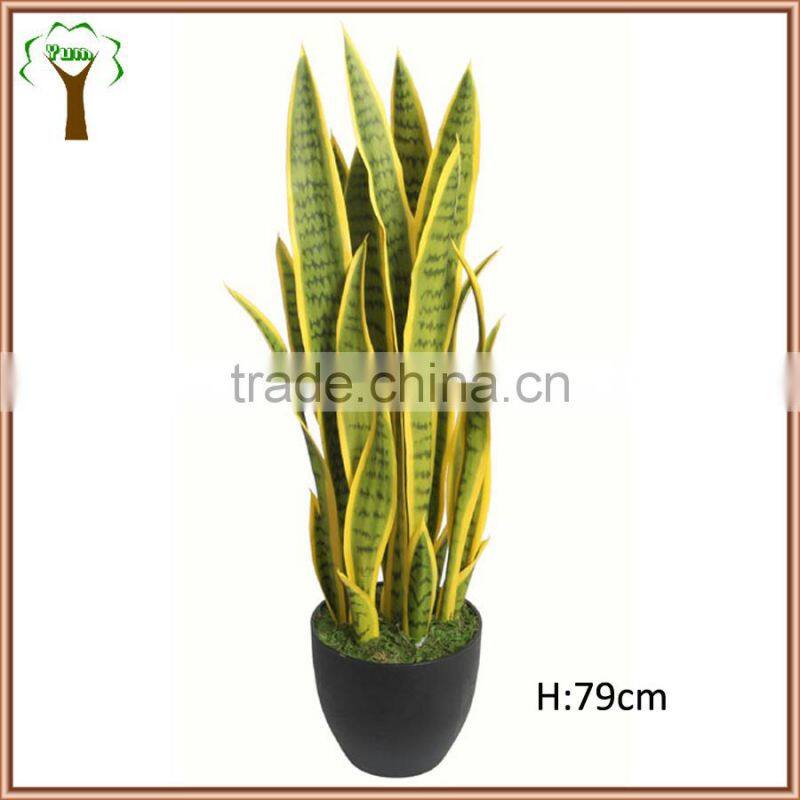 potted fake variegated sansevieria plant