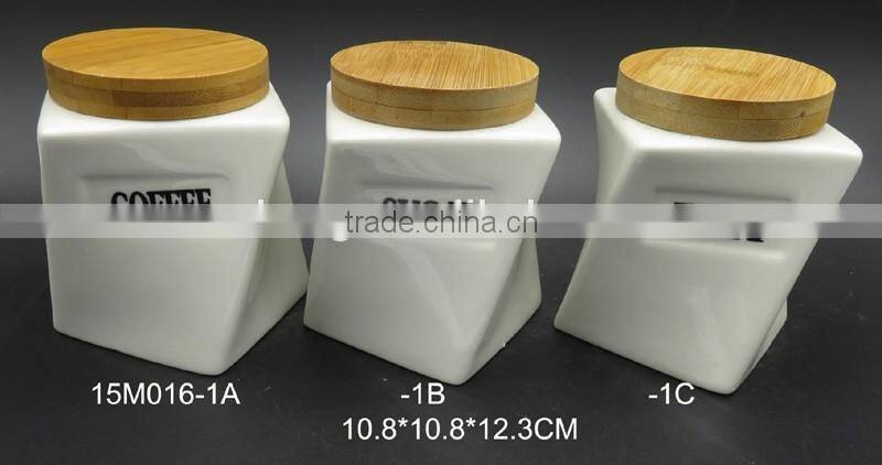 With Bamboo Lid And Sealed Ring Canister Set Kitchen Jar