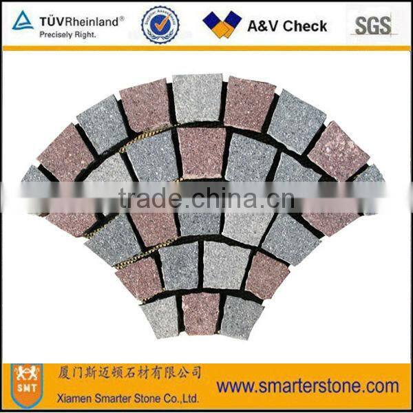 Natural stone paving tsone for driveway porphyry paving on mesh