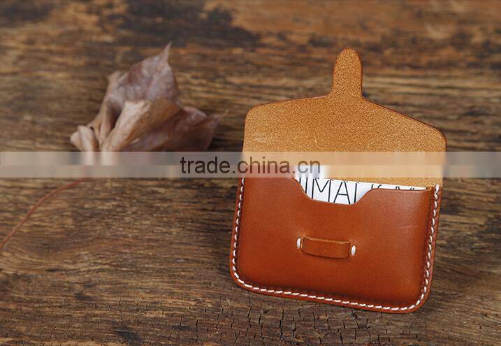 China leather products OEM/ODM accepted handmade leather name card holder leather coin purse