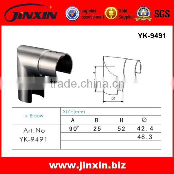 Jinxin stainless steel 304/316 glass railing channel pipe fittings, channel elbow YK-9491