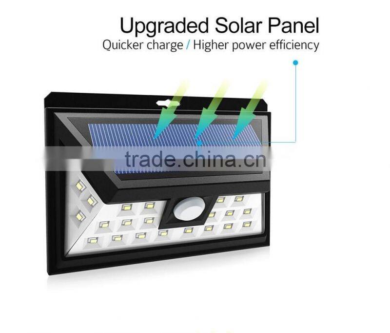 Ningbo 24led solar powered night lights outdoor pillar solar sensor wall lamp