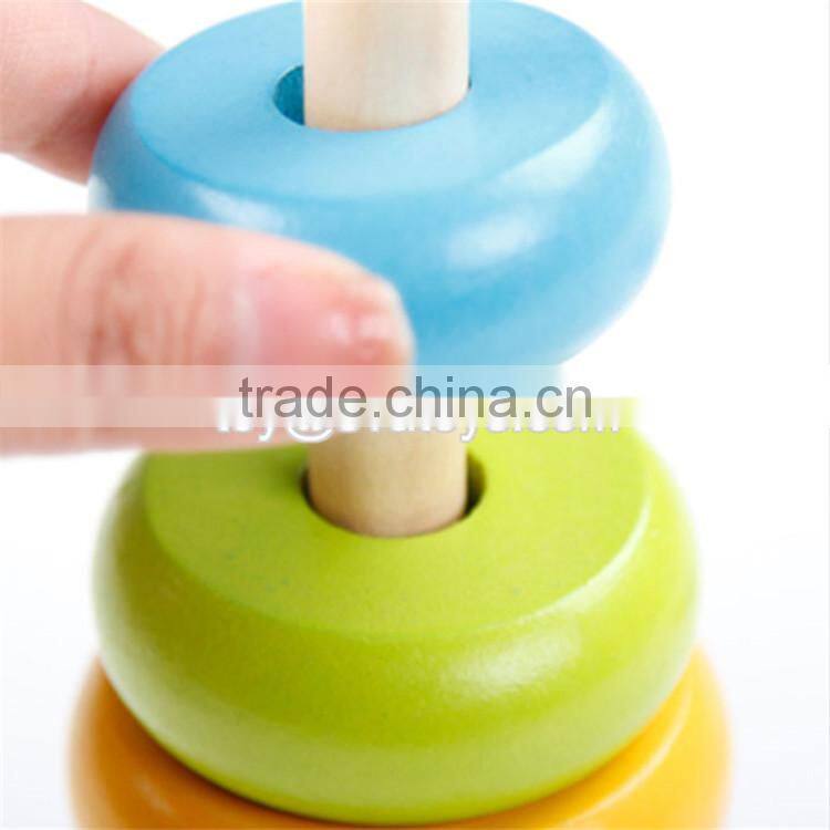 Best educational stacking rainbow tower wooden stack game for toddlers W13D117