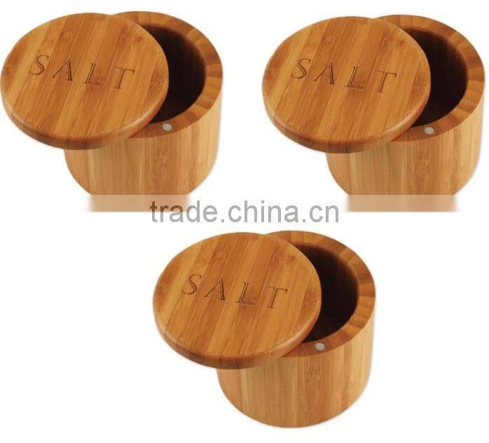 Wholesale Bamboo Salt Box/Bamboo Container/jar With Magnetic Lid