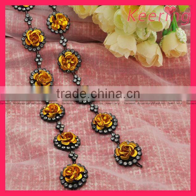 Wedding Crystal rhinestone flower design chain trim WRC-173