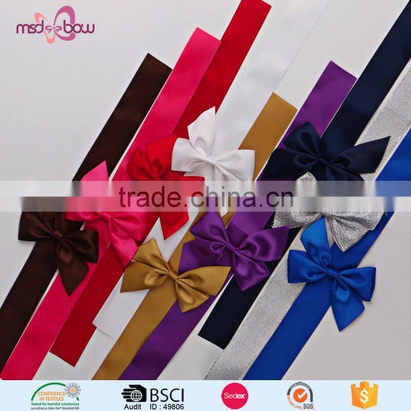 White double faced satin ribbon bow