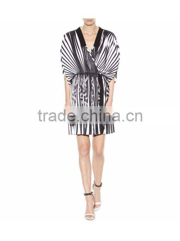 2016 women chiffon dress, floral sublimation prints pleated dress