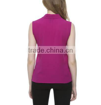 2016 Women V neck 6 colors Sleeveless Chiffon Blouses
