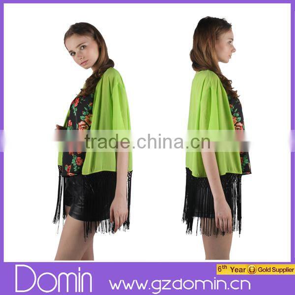 2014 Newest Woman Summer Fringe Kimono Poncho , Beach Kimono Cardigan