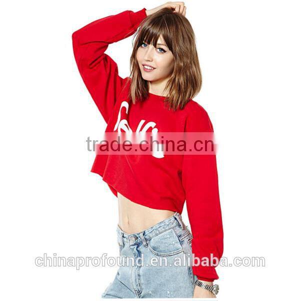 Long Sleeve Crop Tops Sweatshirts For Women Wholesale Cropped Sweatshirts With Printing Logo