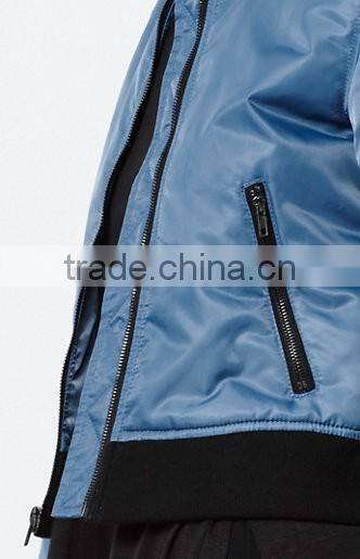 Fashion Women Long Sleeve Custom Dry Clean Solid Hue Bomber Jacket