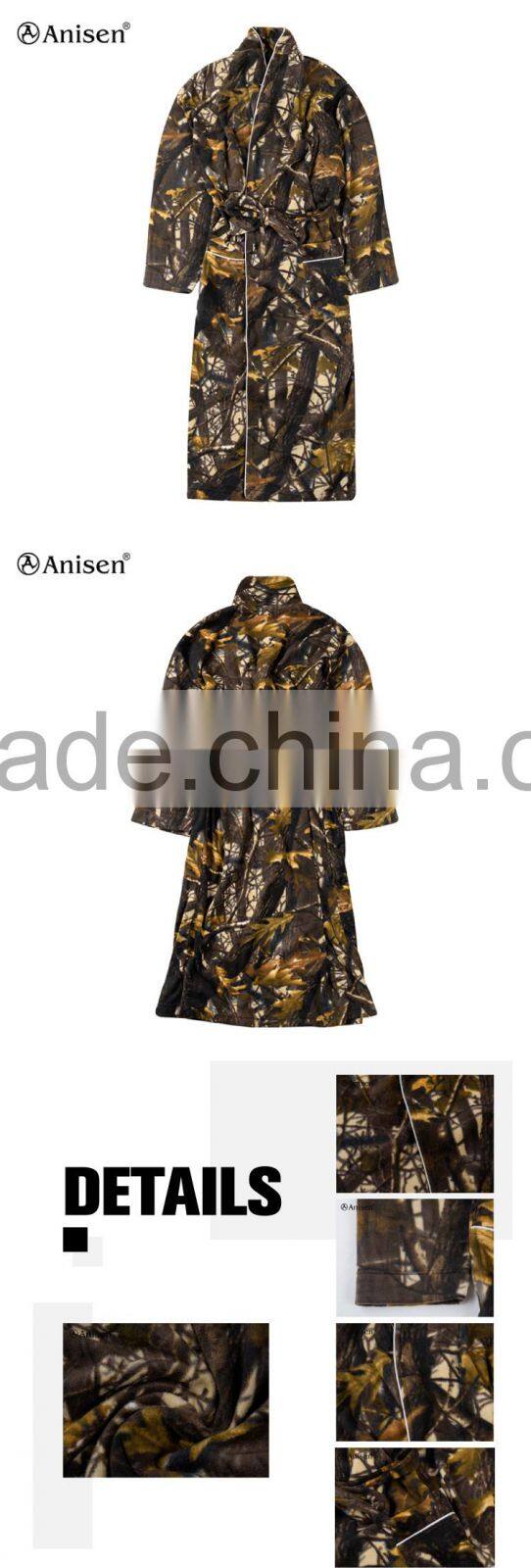 custom oem service wholesale custom camouflage fleece men bathrobes