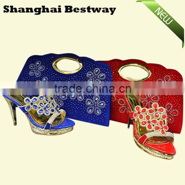 Hot selling high quality fashion party italian women shoes and bag set in dress shoes