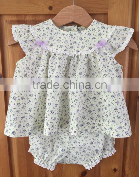 Wholesale boutique swing sleeve fancy tassels baby clothes cotton baby romper clothes set