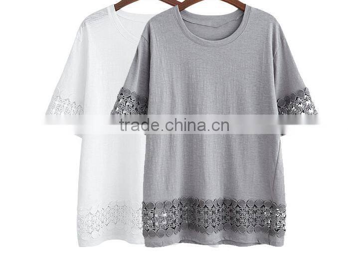 F20029B Large size women shirt hollow out loose women shirt