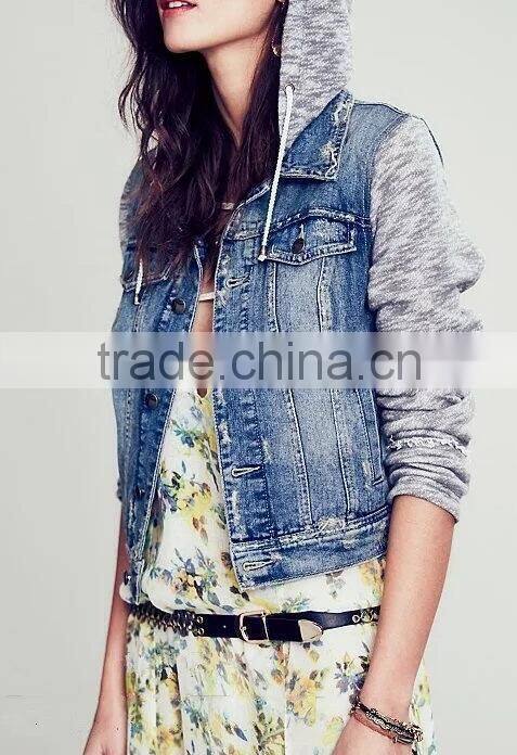 Runwaylover EY0991C 2016 high quality denim women coat & hoodies , women denim hoodies & jacket, OEM service