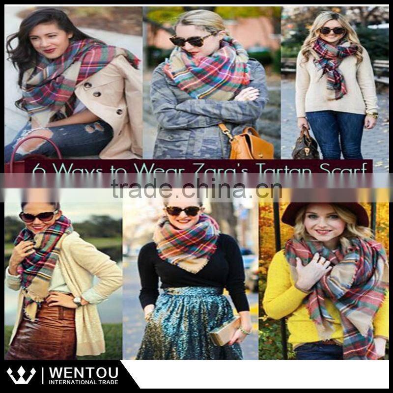 Wholesale Multi-Colored Plaid Oversized Blanket Scarf