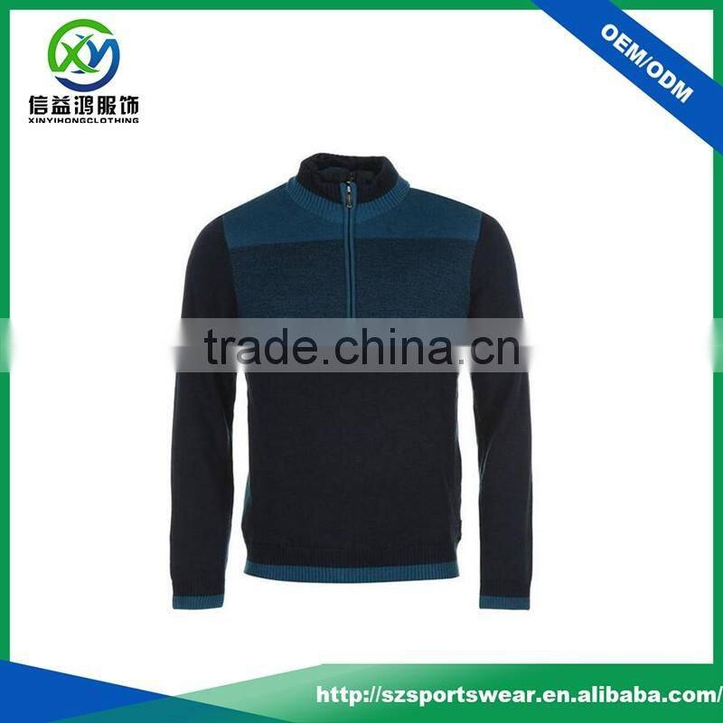 High Quality Winter Contrast Color 1/4 Zipper Golf Men Knitwear