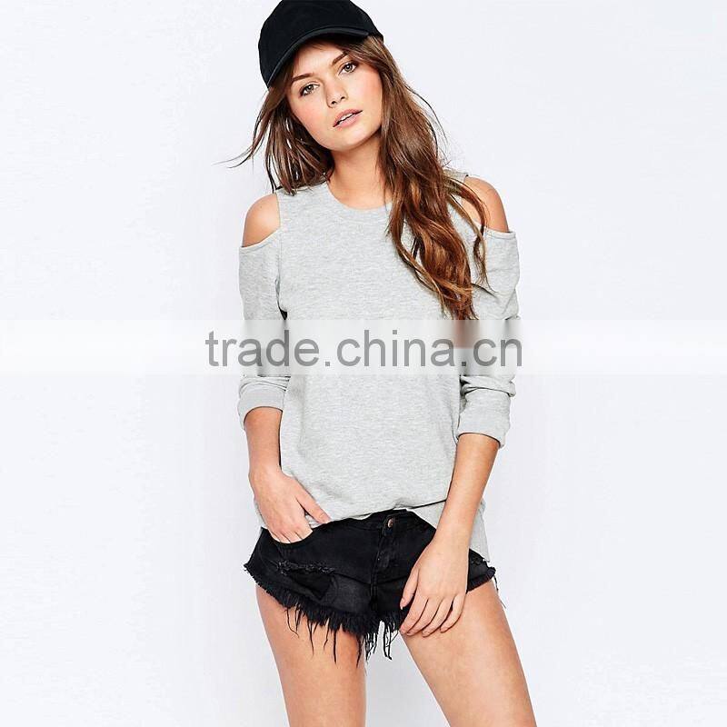 Women's autumn light weight long sleeve no hood polo sweatshirts