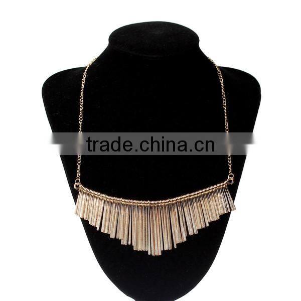 New Fashion Long Link Curb Chain Golden Tassel Pendant Sweater Necklace