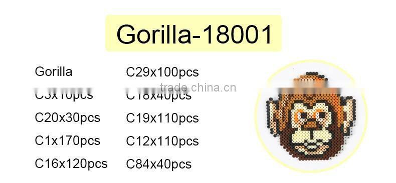 Diyfashion 5mm mini hama perler fuse beads Gorilla set with pegboard iron paper and twezzer fuse beads set toys 18001