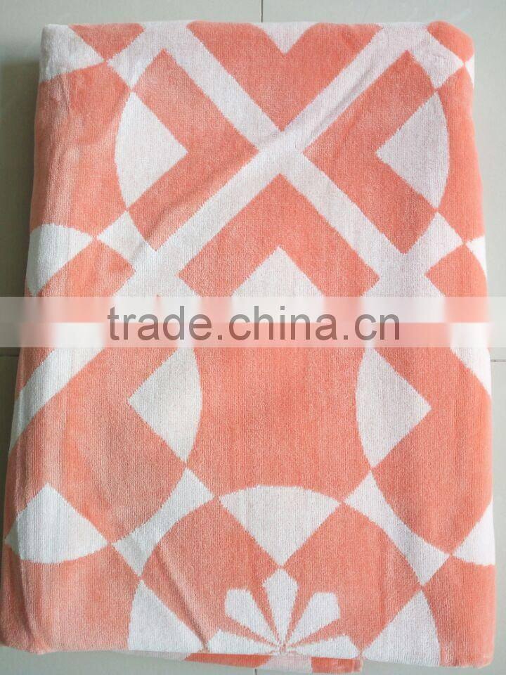 Satin board jacquard velour cotton custom design full red color luxury 80*160cm yarn dyed beach towel also for swimming pool
