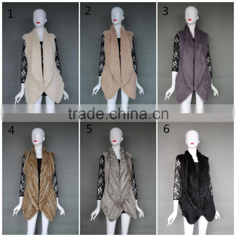 Fashion Ladies Knit Fur Vest/ Spring Outwear Coat With Fine Workmanship