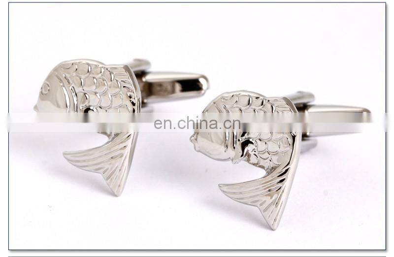 Sliver Plating Carp Fish Fashion Brand Design Shirt Cufflinks