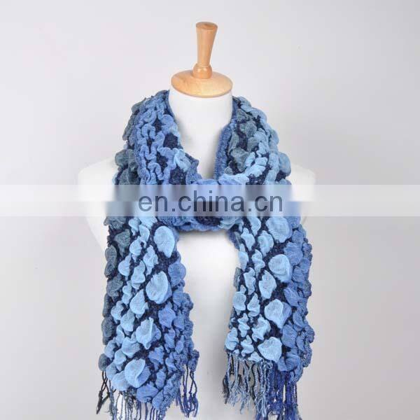 VINTAGE TEXTURED BOUNCY WRAP YARN WINTER BUBBLE RUFFLE SCARF