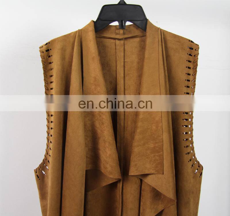hot new products for 2016 no sleeve ladies suede coat