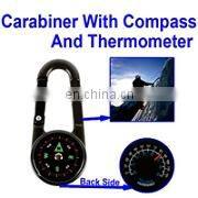 Carabiner With Compass And Thermometer For Camping And Hiking (Silver)