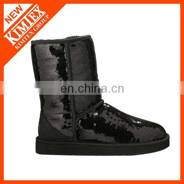 sequin snow boots with artificial wool inside