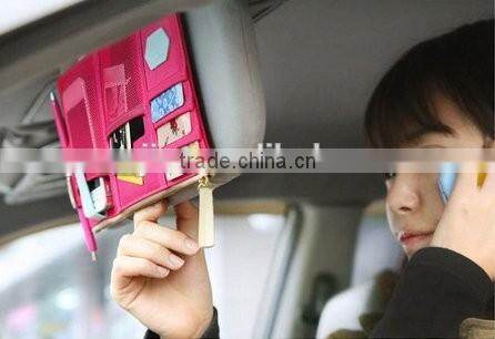 New Multi-purpose Auto Car Sun Visor Organizer Pouch Bag Card Storage Holder Beige