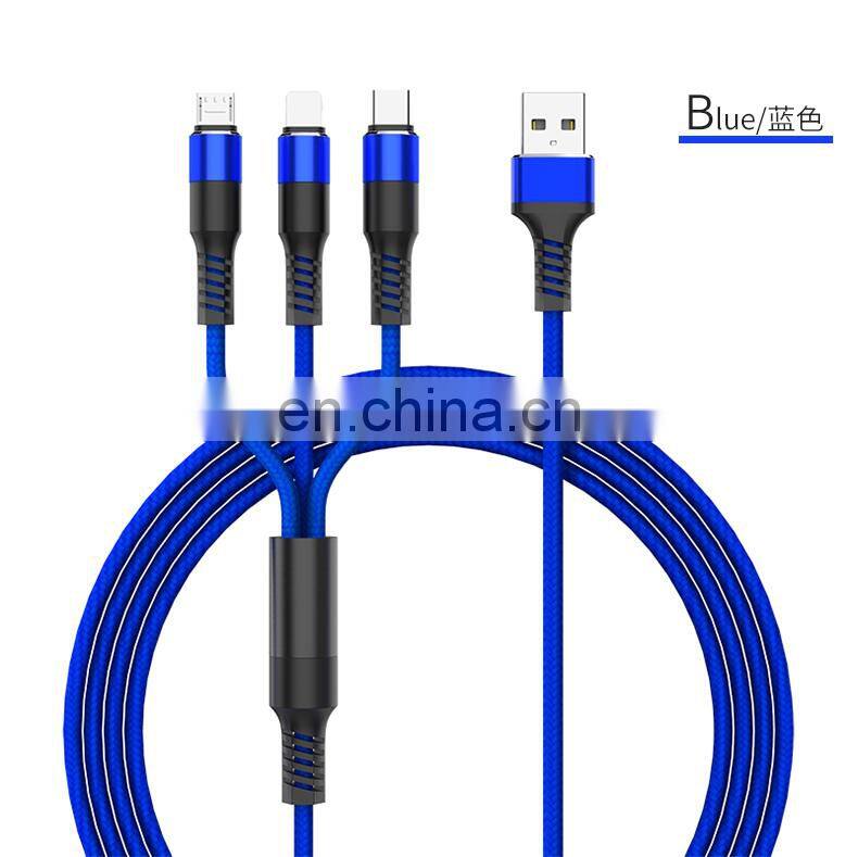 Multi 3 in1 USB Charging Cable Nylon Braided USB Cables Fast Multiple Charging cords